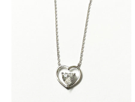 A White Gold Heart Cz Gold Necklace