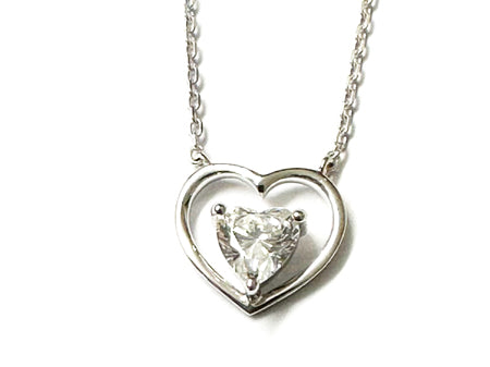 A White Gold Heart Cz Gold Necklace
