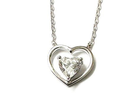 A White Gold Heart Cz Gold Necklace