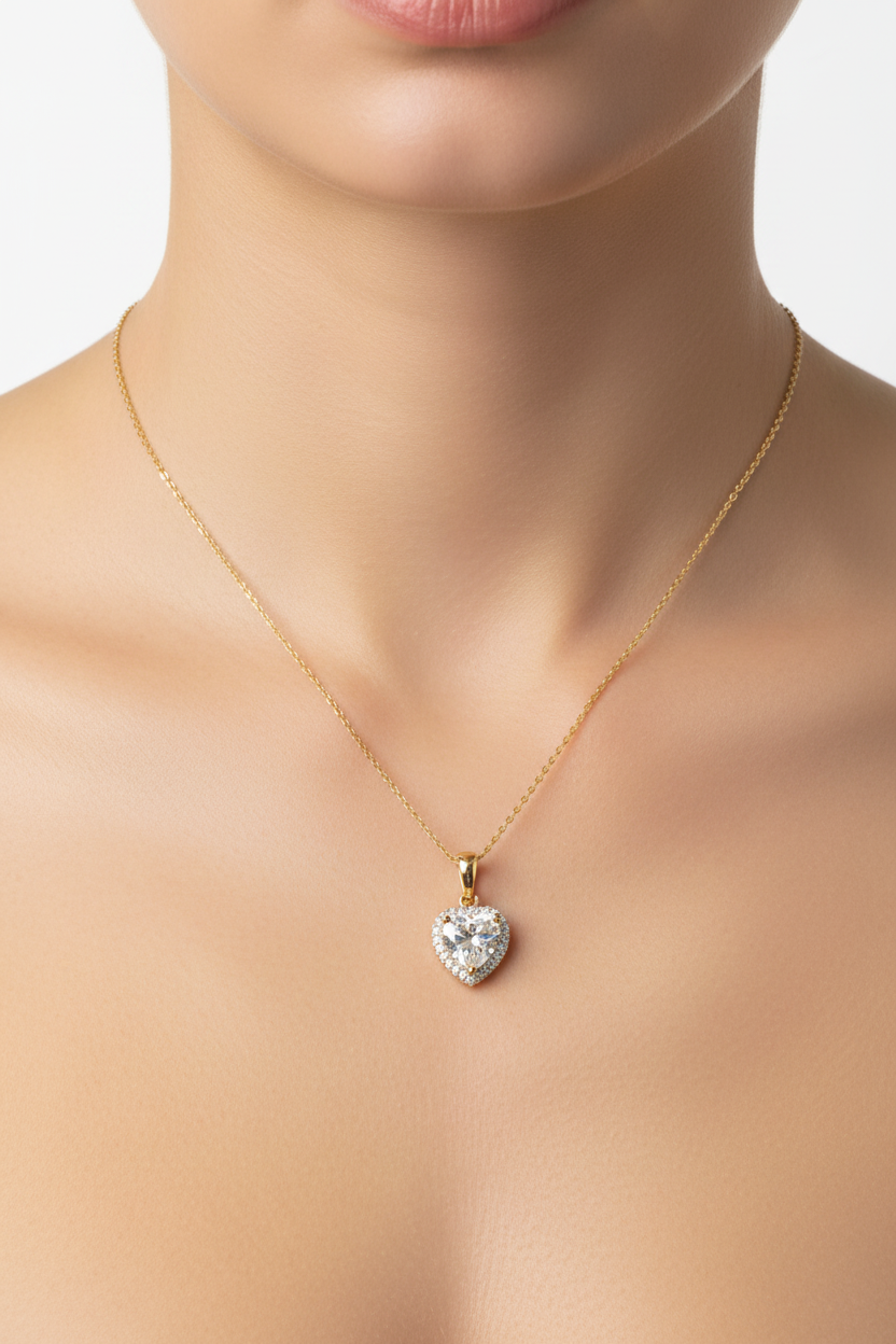 9 CT Yellow Gold Heart Earring.