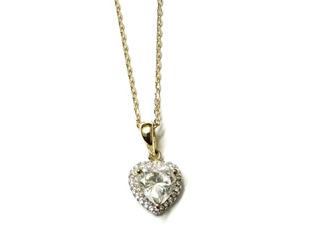 A Yellow Gold Heart Cz Gold Necklace