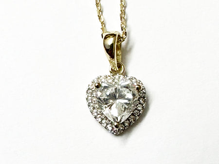 A Yellow Gold Heart Cz Gold Necklace