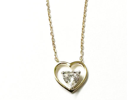 A Yellow Gold Heart Cz Gold Necklace