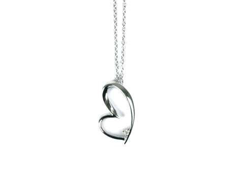 A White Cz Heart shape Silver Earring
