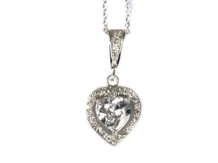 A White Cubic Zirconia Pendant With Chain