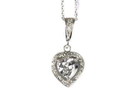 A White Cubic Zirconia Pendant With Chain