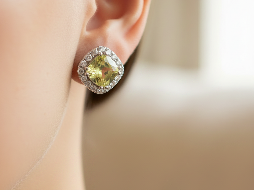 Peridot Cubic Zirconia Silver Earring