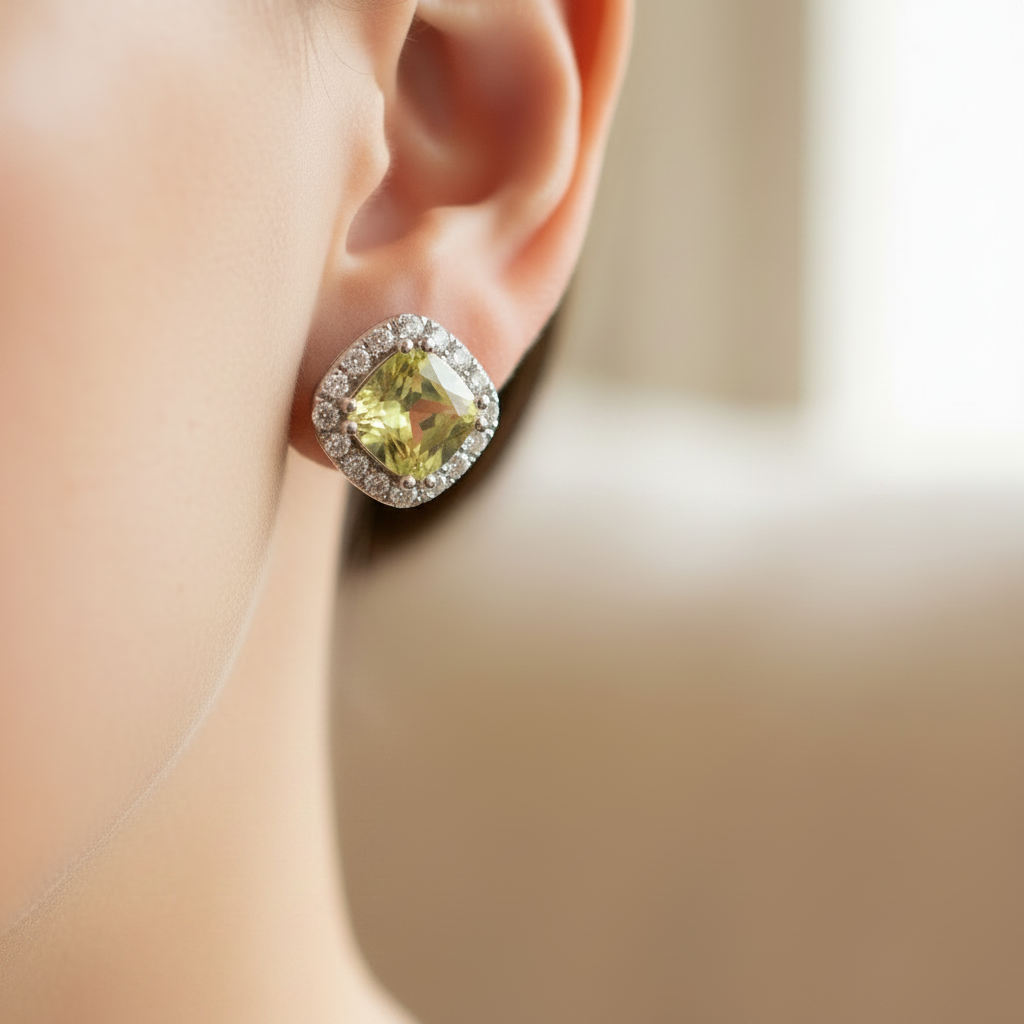 Peridot Cubic Zirconia Silver Earring