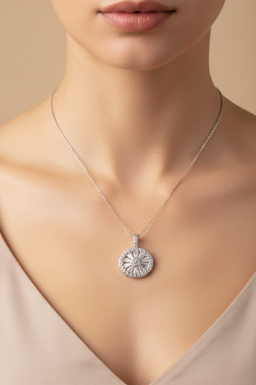 A White Cubic Zirconia Pendant.