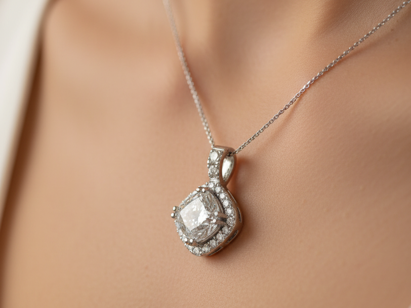 A White Cubic Zirconia Pendant.
