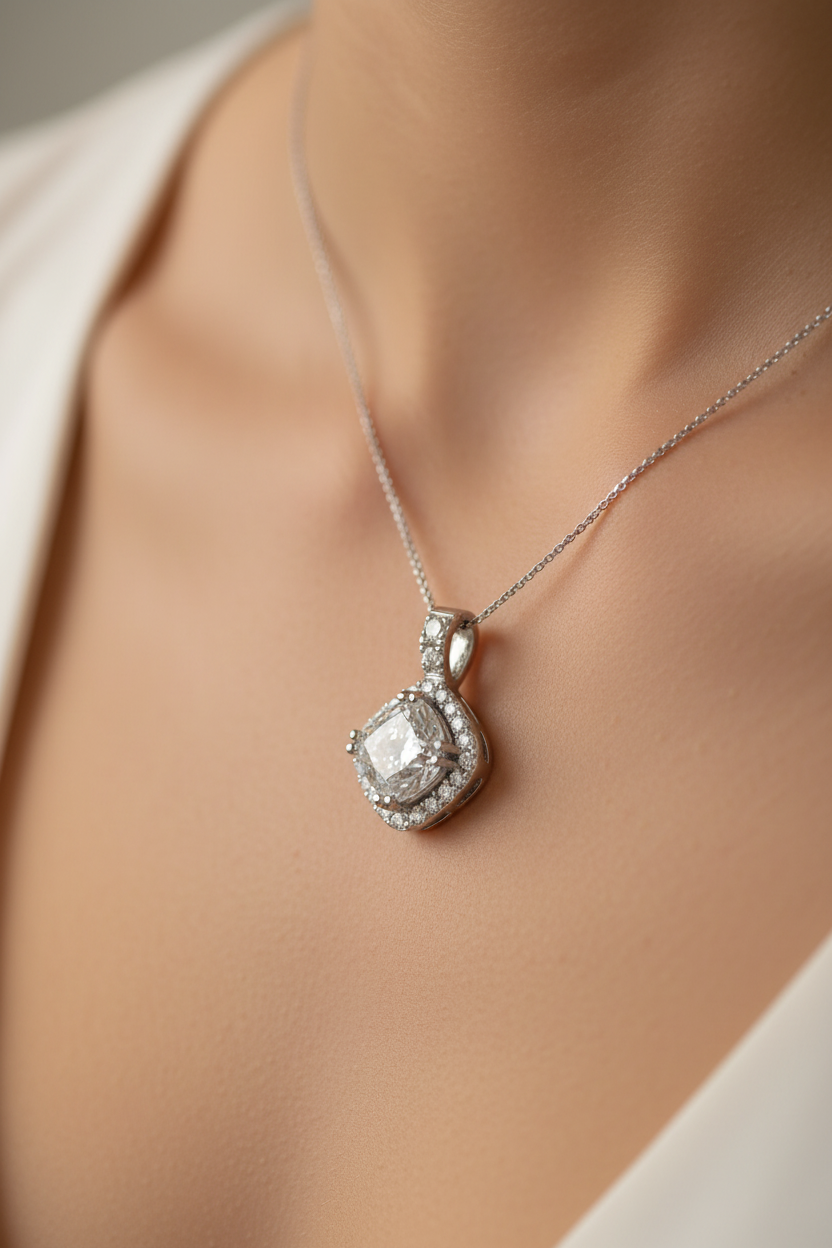 A White Cubic Zirconia Pendant.