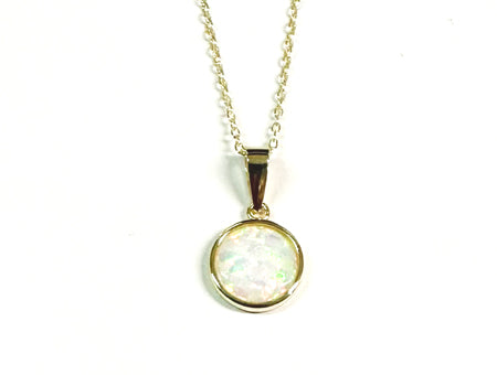 Opal Yellow Plated on Silver Pendant and Chain