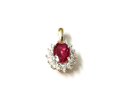 9 CT Yellow Gold Ruby Cz Pendant.Stone Size 7×5 mm