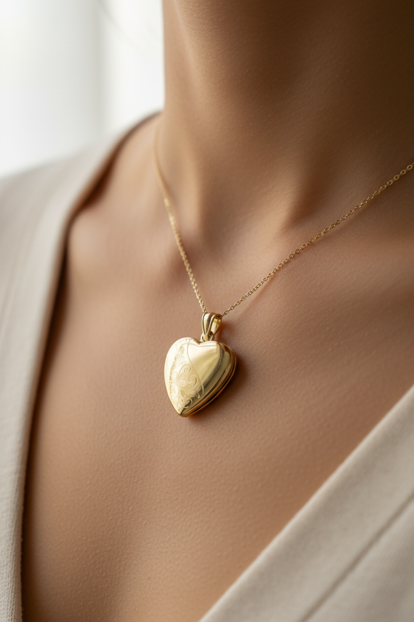 16 mm Heart Shaped 9 Ct Gold Locket