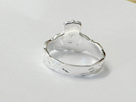 Silver Claddagh Ring with a Celtic Knot design Light Weight