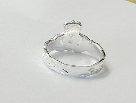 Silver Claddagh Ring with a Celtic Knot design