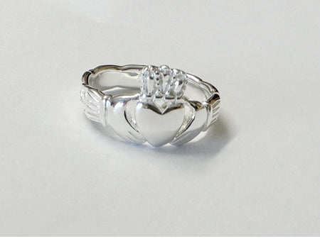 Silver Claddagh Ring with a Celtic Knot design Light Weight