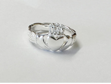 Silver Claddagh Ring with a Celtic Knot design Light Weight