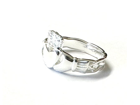 Silver Claddagh Ring with a Celtic Knot design