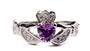 Claddagh Ring with Amethyst Cubic Zirconia February Month BirthStone.