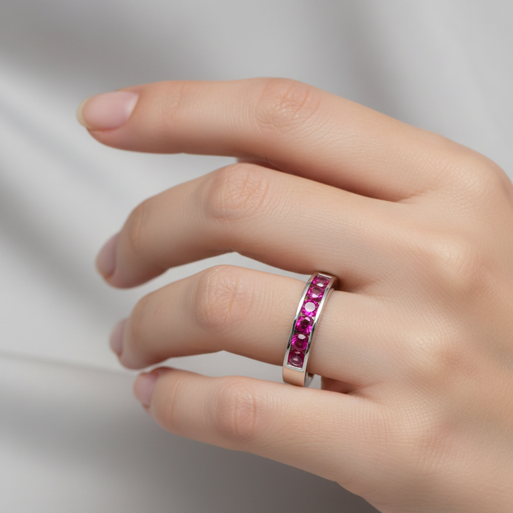 Ruby Cubic Zirconia Silver Ring