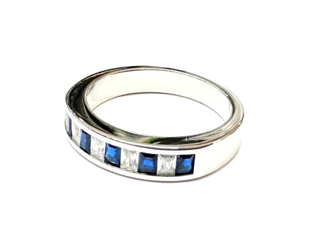 Sapphire Cubic Zirconia Silver Ring