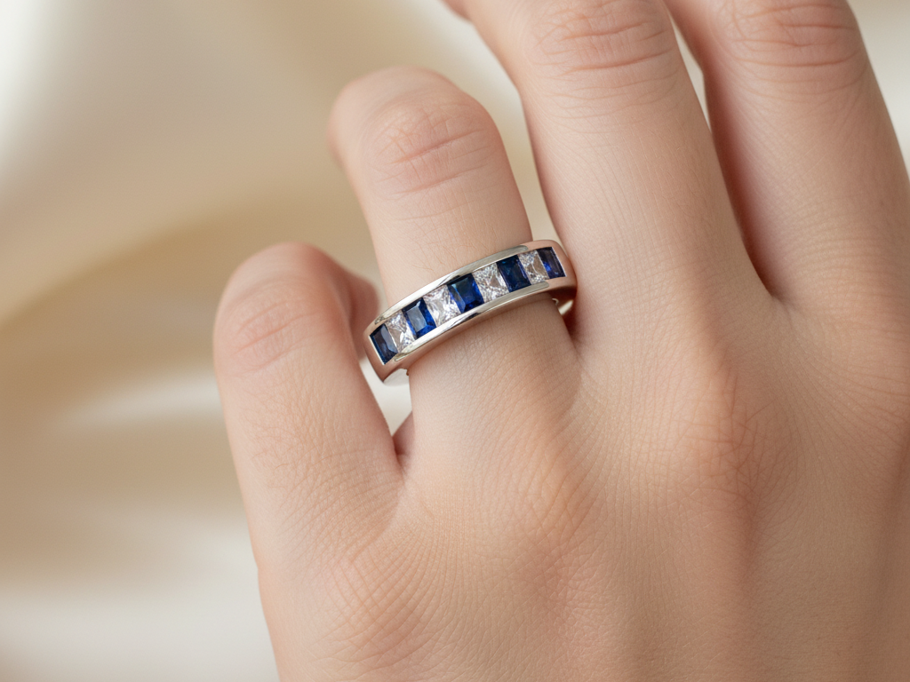 Sapphire Cubic Zirconia Silver Ring