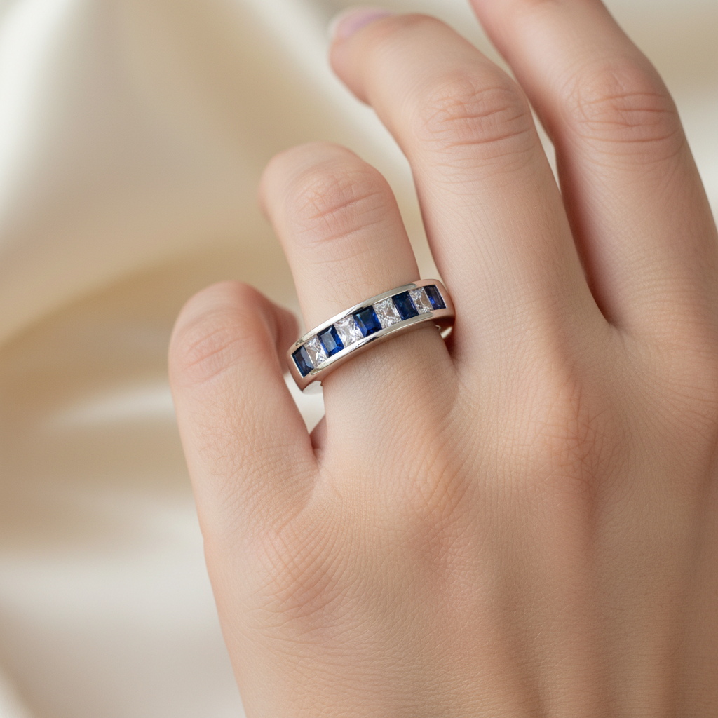 Sapphire Cubic Zirconia Silver Ring