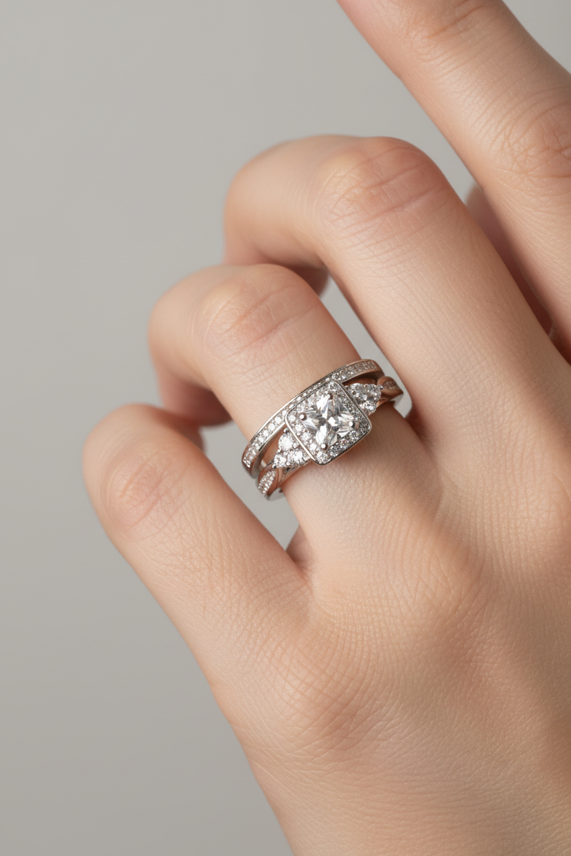 A White Cubic Zirconia Ring Set