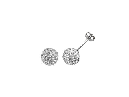 White Crystal 6 mm Silver Earring Boxed.