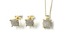 A Yellow Gold Plated Silver White CZ Stone Necklace And Earring Set