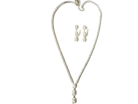 White Cubic Zirconia Silver Necklace.