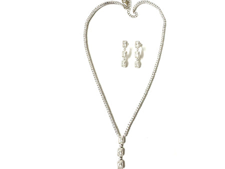 White Cz Silver Necklace And Earring Set