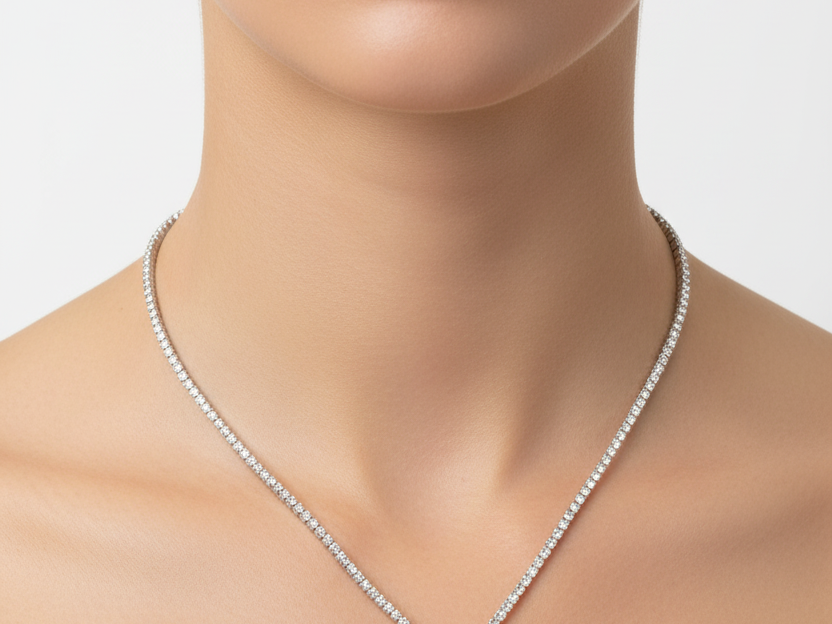 White Cz Silver Necklace And Earring Set