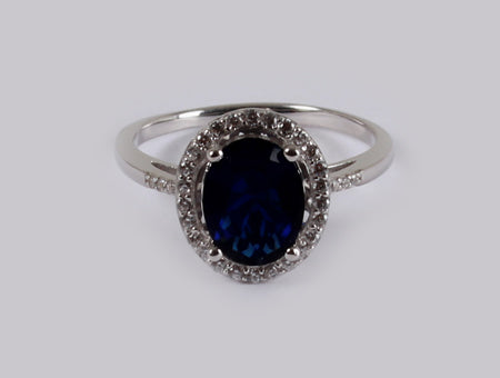 A Sapphire & White Cubic Zirconia Ring