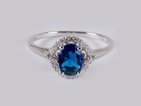 A Sapphire & White Cubic Zirconia Ring