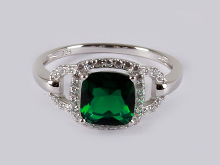 Emerald & White Cubic Zirconia Ring