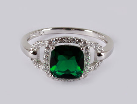 Emerald & White Cubic Zirconia Ring