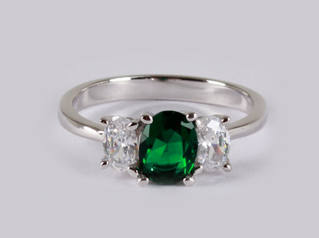 Emerald & White Cubic Zirconia Ring