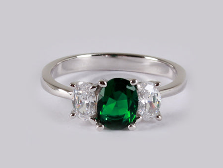 Emerald & White Cubic Zirconia Ring