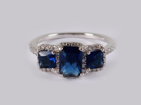 A Sapphire & White Cubic Zirconia Ring