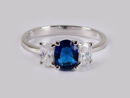 A Sapphire & White Cubic Zirconia Ring