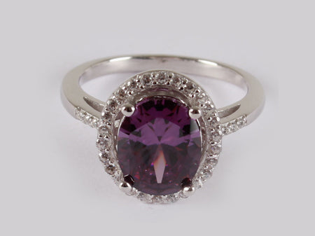 A Amethyst & White Cubic Zirconia Ring