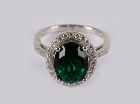 Emerald & White Cubic Zirconia Ring