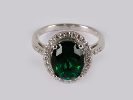 Emerald & White Cubic Zirconia Ring