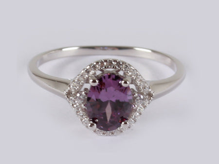 A Amethyst & White Cubic Zirconia Ring
