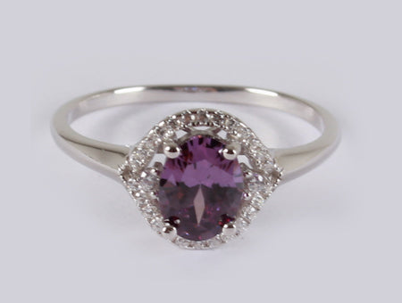 A Amethyst & White Cubic Zirconia Ring