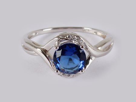 A Sapphire & White Cubic Zirconia Ring
