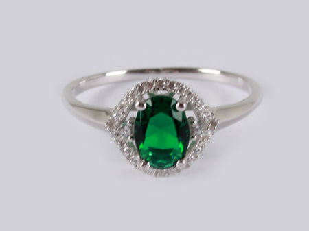 Emerald & White Cubic Zirconia Ring