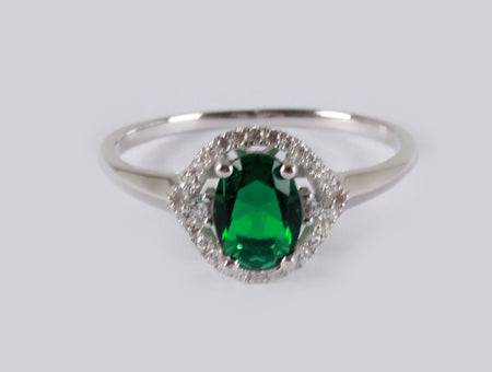 Emerald & White Cubic Zirconia Ring